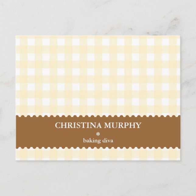 Postale Carte de recette en vichy beige brun doublée (Devant)