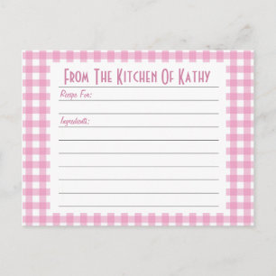 Postale Carte de recette En vichy rose