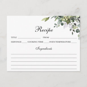 Postale Carte de recette Eucalyptus Watercolor