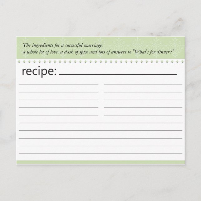 Postale Carte de recette Fête des mariées (Devant)