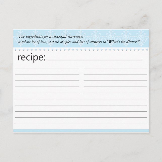 Postale Carte de recette Fête des mariées (Devant)