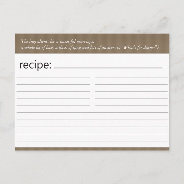 Postale Carte de recette Fête des mariées (Devant)