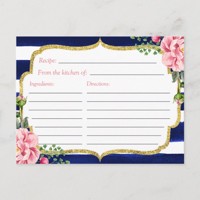 Postale Carte de recette Fête des mariées Blue Stripes de  (Devant)