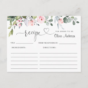 Postale Carte de recette Fête des mariées Eucalyptus coule