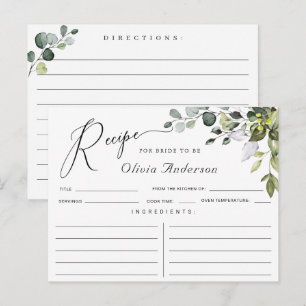Postale Carte de recette Fête des mariées Eucalyptus coule