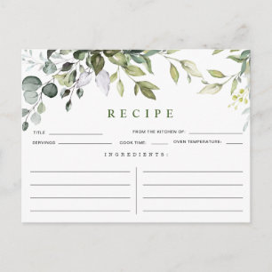 Postale Carte de recette Fête des mariées Eucalyptus coule