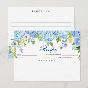 Postale Carte de recette Fête des mariées Florale Blue Hyd