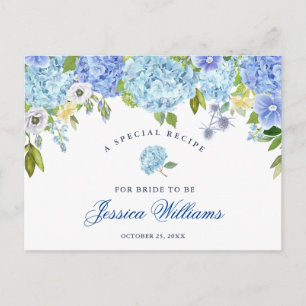 Postale Carte de recette Fête des mariées Florale Blue Hyd