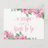 Carte de recette Fête des mariées florale rose Aqu