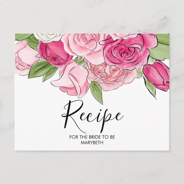 Postale Carte de recette Fête des mariées Roses Roses Rose (Devant)