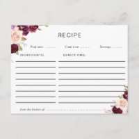 carte de recette fleurie prune pourpre et pêche