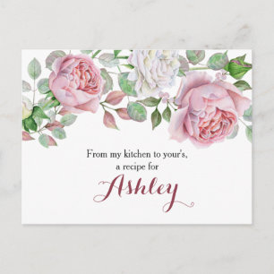 Postale Carte de recette Floral Rose du pays rose de Bourg