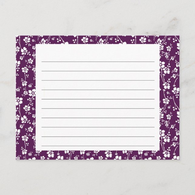 Postale Carte de recette florale pourpre (Devant)