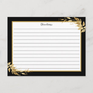 Postale Carte de recette Gold Black Botanical Foliage