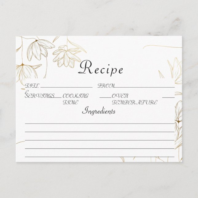 Postale Carte de recette Gold Flower (Devant)