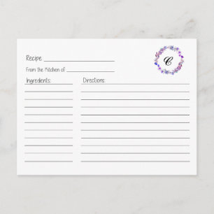 Postale Carte de recette Lilac Floral Wreath