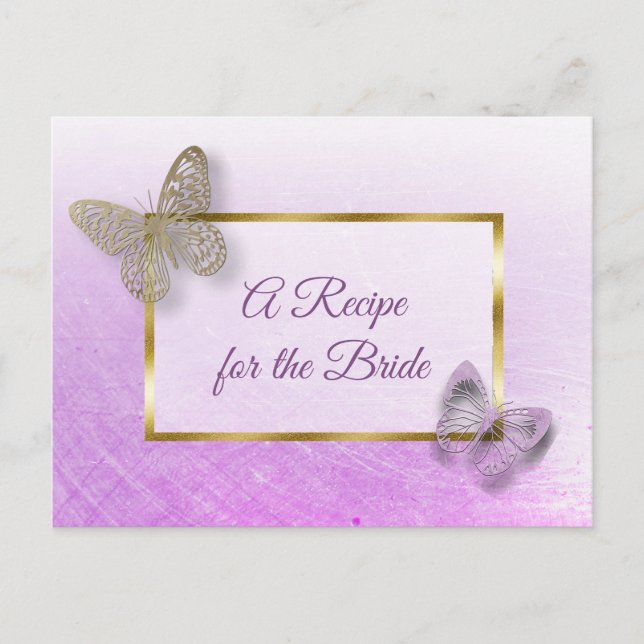 Postale Carte de recette mariage de lavande et de papillon (Devant)