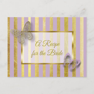 Postale Carte de recette mariage papillon violet et or