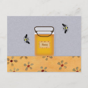 Postale Carte de recette Miel et Abeilles