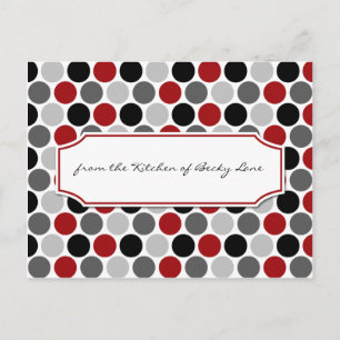Postale Carte de recette moderne rouge gris foncé Cercles 