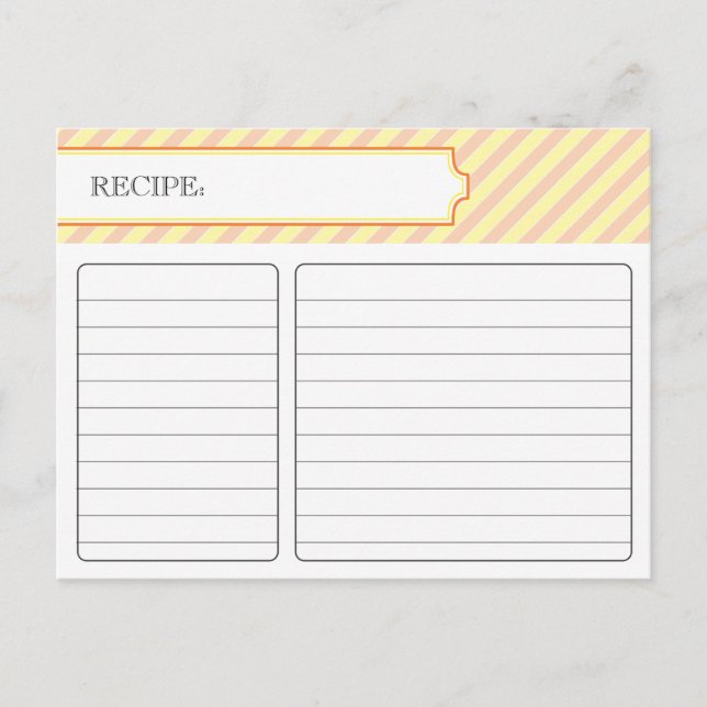 Postale Carte de recette nuptiale - orange et jaune (Devant)