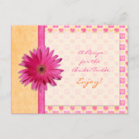 Carte de recette orange de marguerite rose pour la
