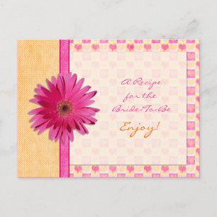 Postale Carte de recette orange de marguerite rose pour la