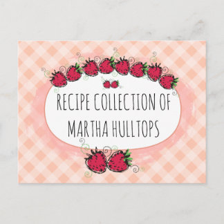 Postale Carte de recette personnalisée aux fraises Doodle