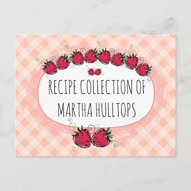 Postale Carte de recette personnalisée aux fraises Doodle (Devant)