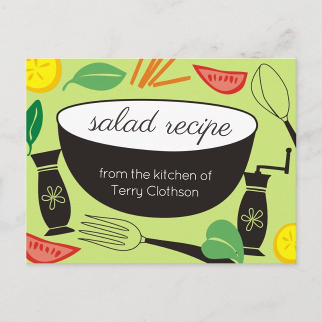 Postale Carte de recette personnalisée pour salade bowl (Devant)