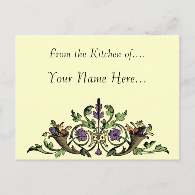 Postale Carte de recette personnalisée Thanksgiving cornuc (Devant)