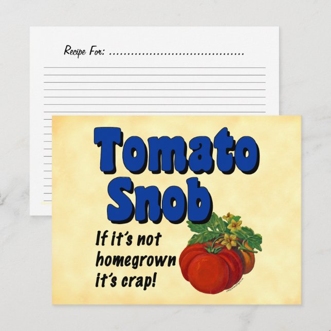 Postale Carte de recette personnalisée Tomato Snob (Devant / Derrière)