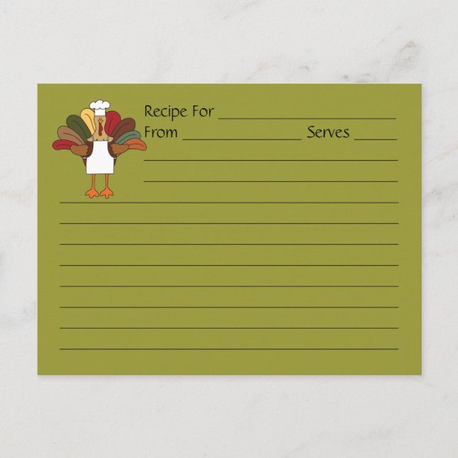 Postale Carte de recette pour cuisinier dinde extra grande (Devant)