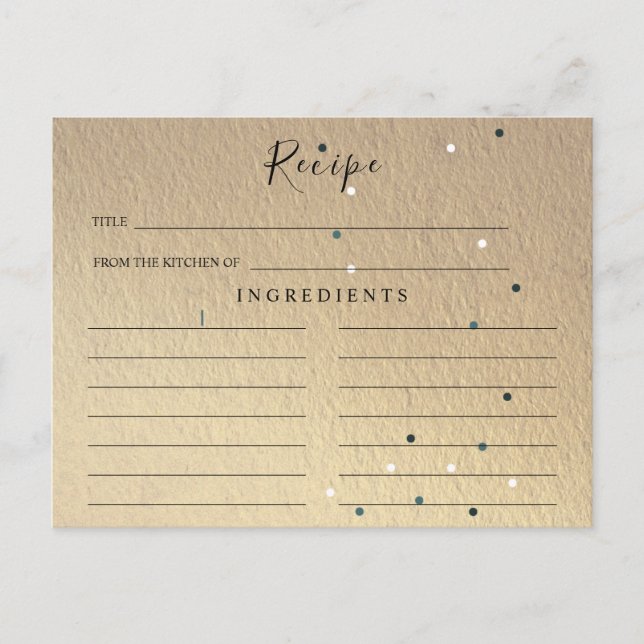 Postale Carte de recette pour la fête de mariage pailletée (Devant)