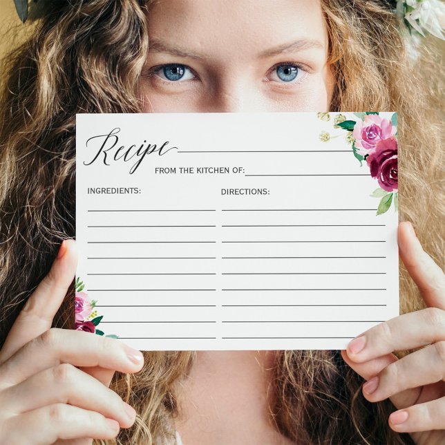 Postale Carte de recette pour la mariée Plum Purple Floral (Créateur téléchargé)