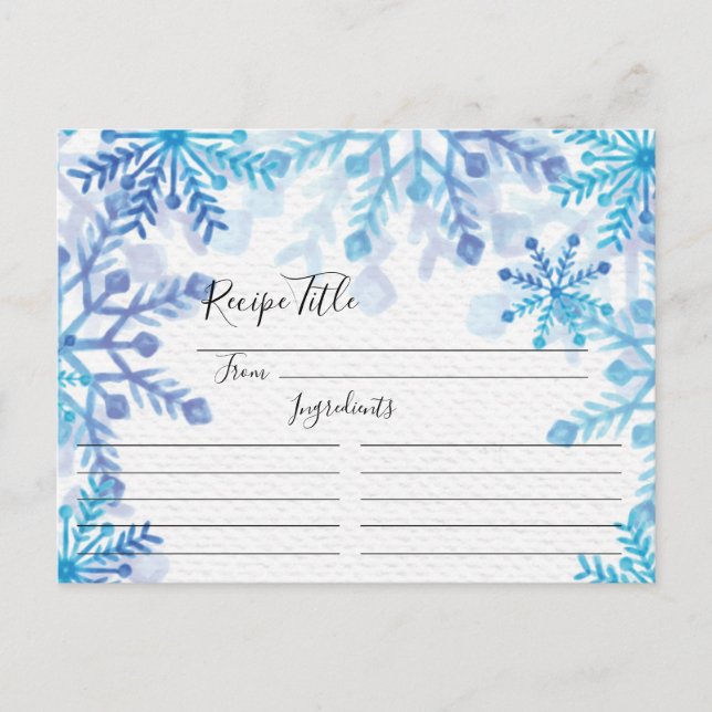 Postale Carte de recette pour les flocons de neige d'hiver (Devant)