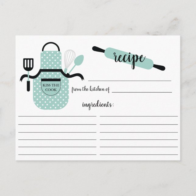 Postale Carte de recette pour outils cuisine Retro Mint Ap (Devant)