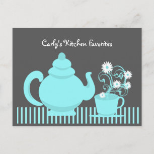 Postale Carte de recette pour théière et marguerite