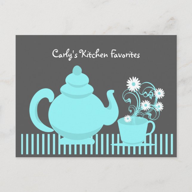 Postale Carte de recette pour théière et marguerite (Devant)