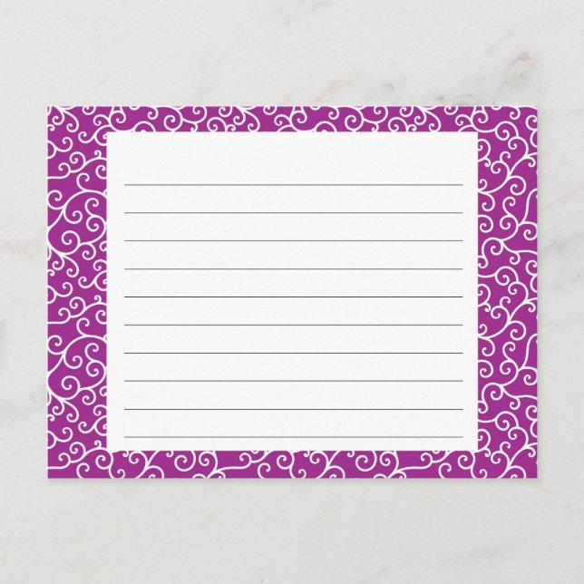 Postale Carte de recette Purple Swirls (Devant)