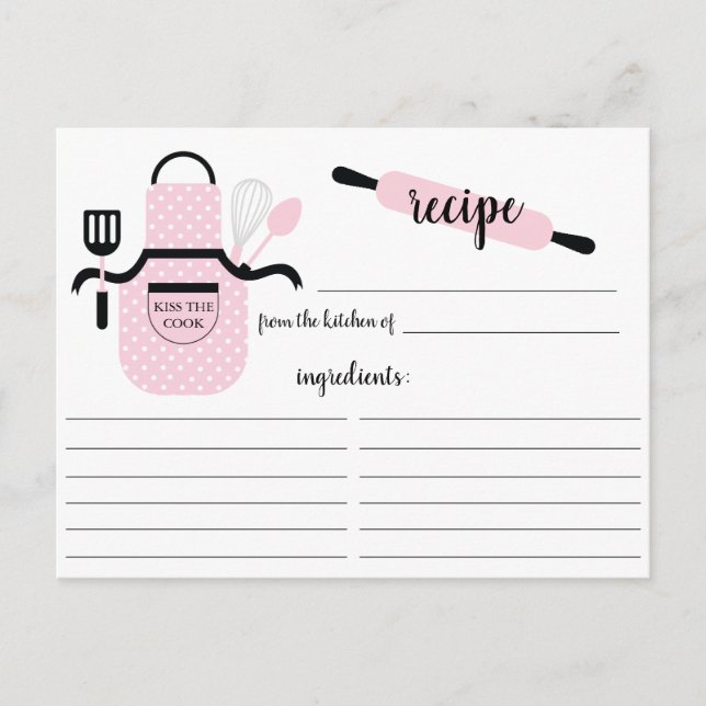 Postale Carte de recette Retro Blush Apron Kitchen Tools (Devant)