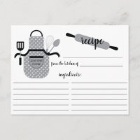 Carte de recette Retro Grey Apron Outils de cuisin