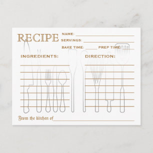Postale Carte de recette rétro Outils de cuisine Rayé