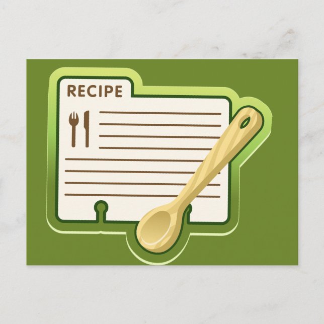 Postale Carte de recette rétro Outils de cuisine rayés (Devant)