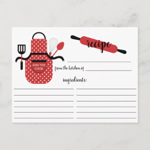 Postale Carte de recette Retro Red Apron Kitchen Tools
