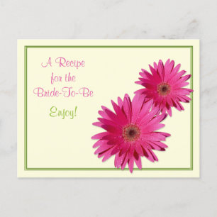 Postale Carte de recette rose Gerber Daisy pour la mariée 