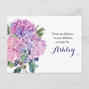 Postale Carte de recette Rose Hydrangea Floral Blackberry