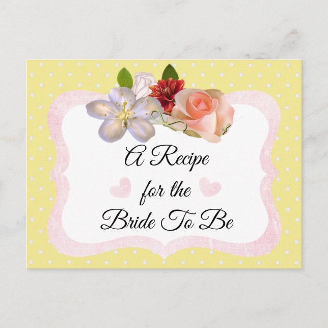 Postale Carte de recette rose jaune et Rose or (Devant)