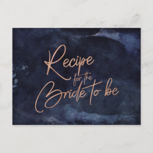 Postale Carte de recette Rose or couleur bleu marine