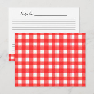 Postale Carte de recette rouge blanc pays plaid